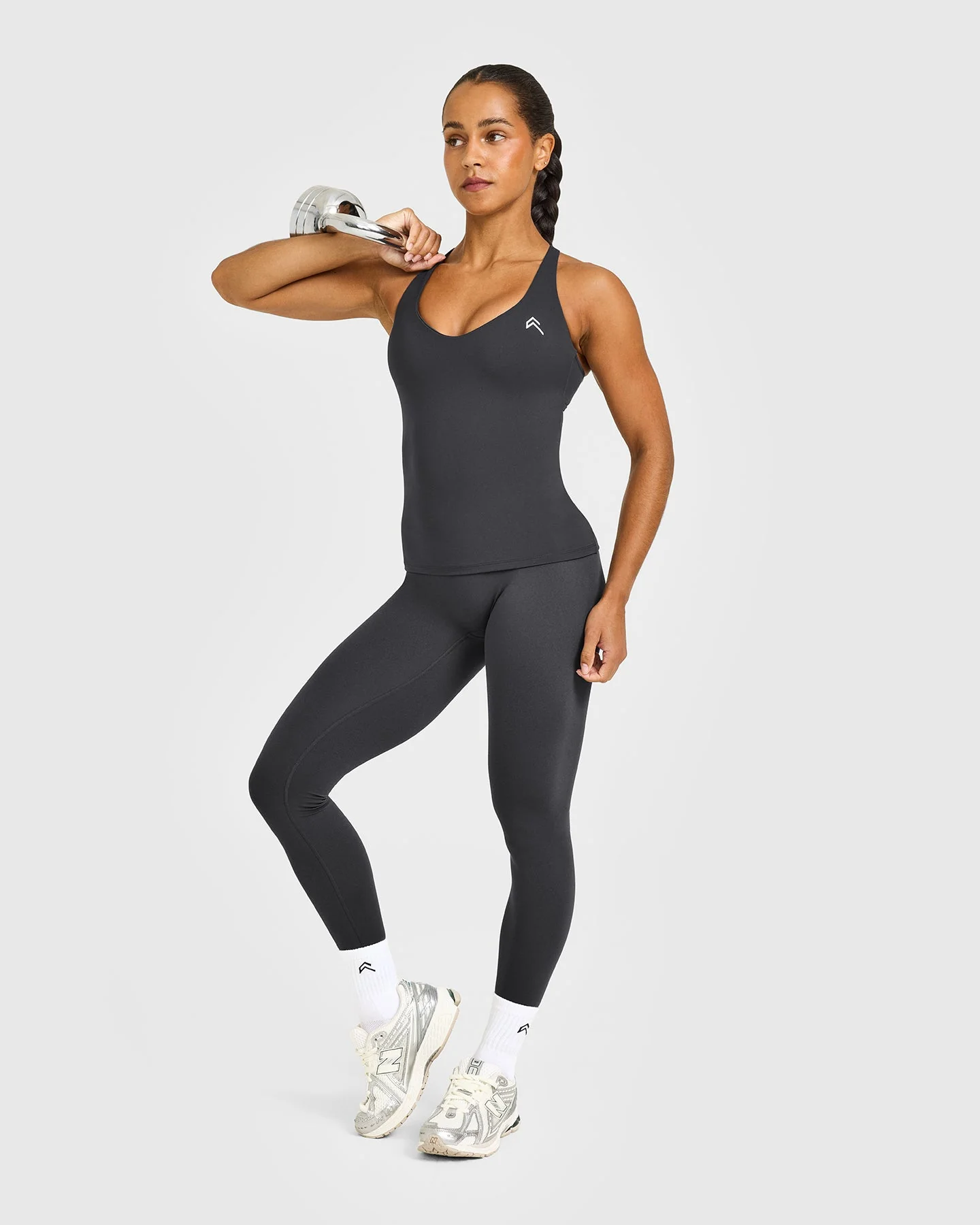 UnifiedMove™ V Neck Cross Back Vest White Logo | Coal - Image 3