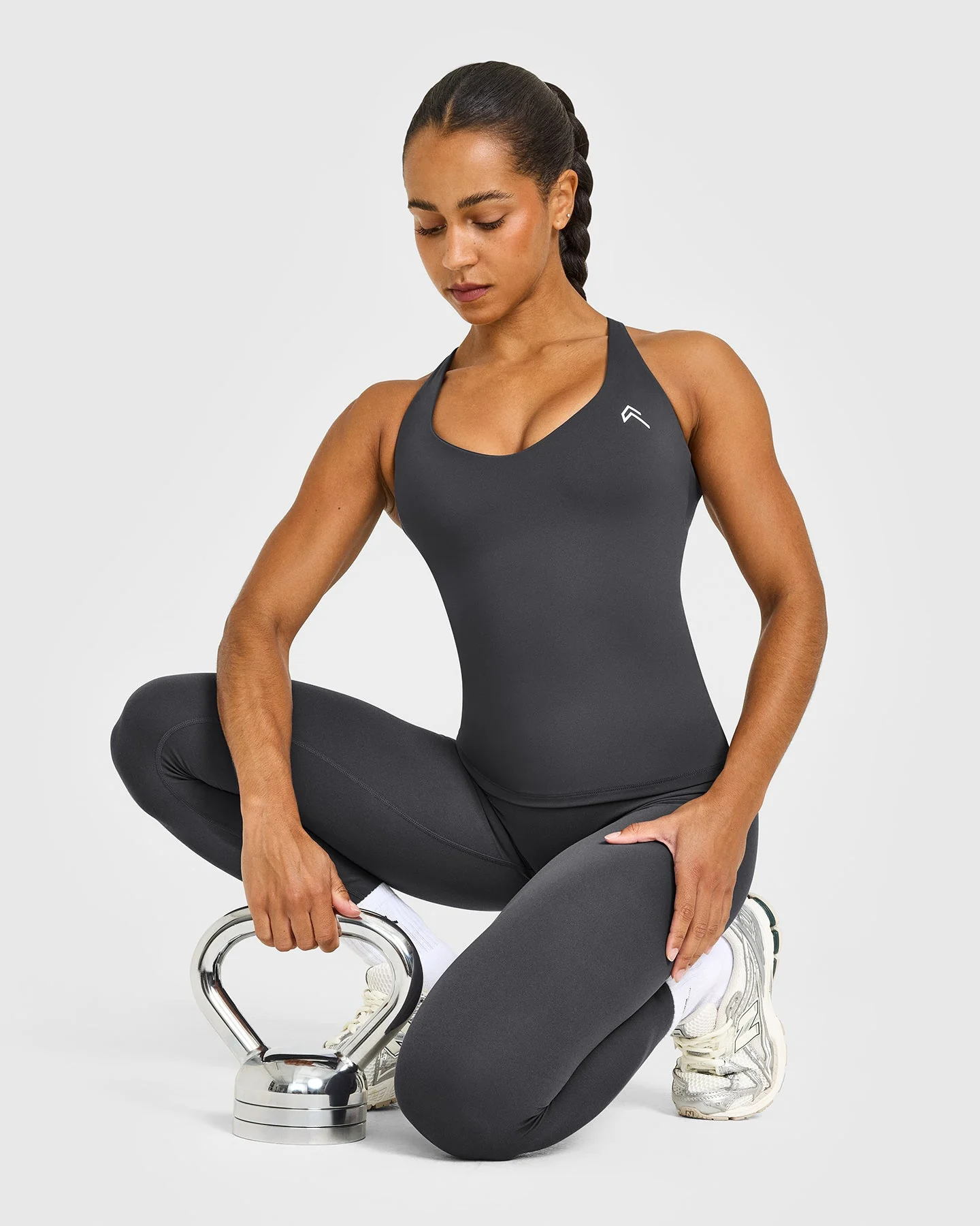 UnifiedMove™ V Neck Cross Back Vest White Logo | Coal - Image 6