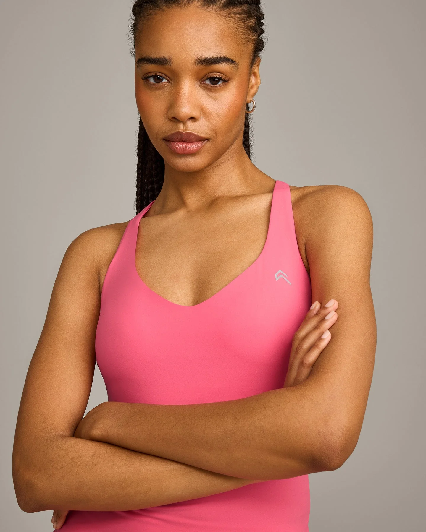 UnifiedMove™ V Neck Cross Back Vest with Reflective Logo | Hot Girl Pink - Image 6