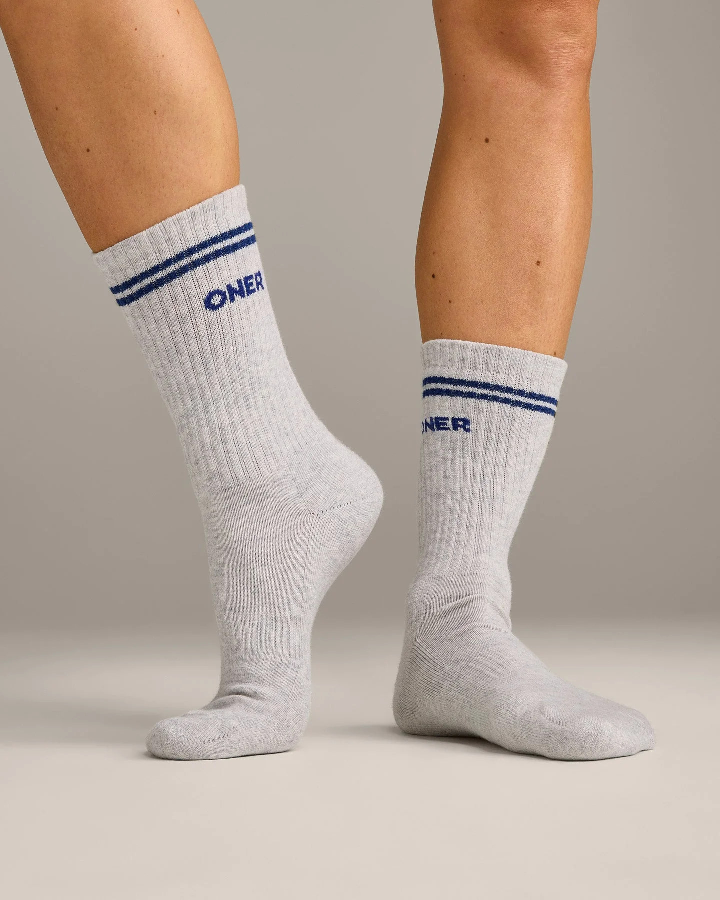 Varsity Stripe Crew Socks 3 Pack | White/Grey - Image 4