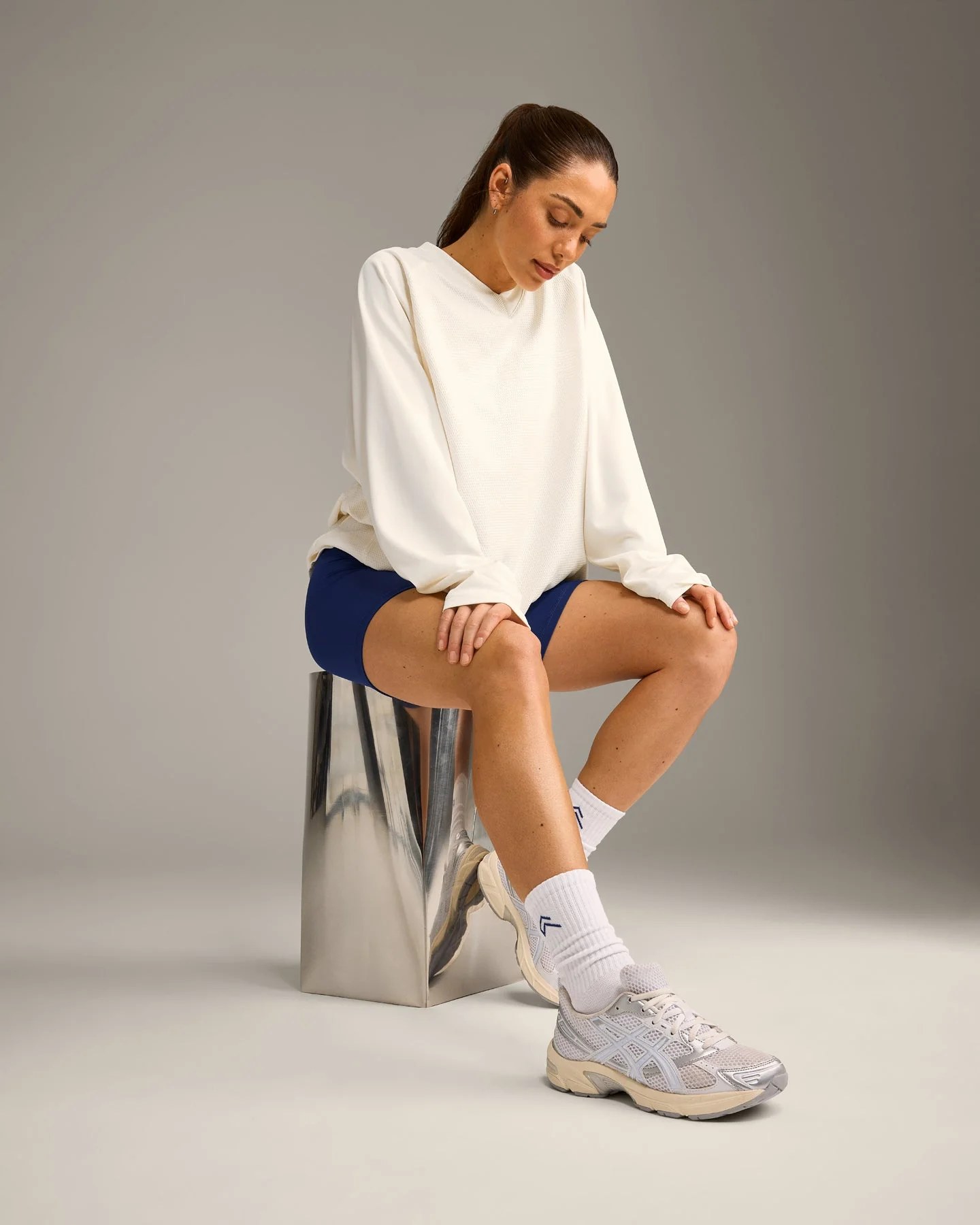 Varsity Stripe Crew Socks 3 Pack | White/Grey - Image 5