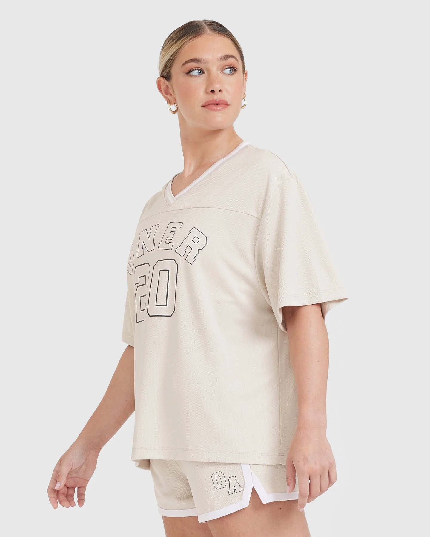 Varsity V Neck Short Sleeve T-shirt | Sand - Image 3